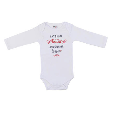 Body Manches Longues "Il n’y a pas de tonton aussi génial" Taille 3 Mois Blanc BB&CO - 2