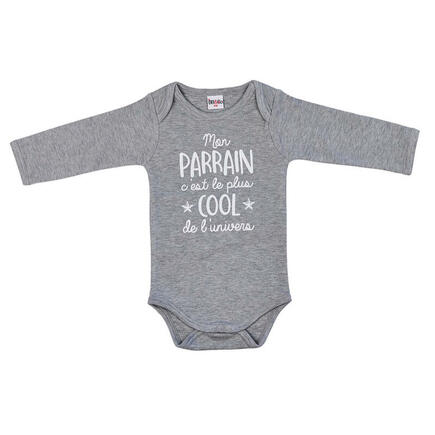 Body Manches Longues  "Mon parrain c’est le plus cool" Taille 12 Mois gris Chine BB&CO