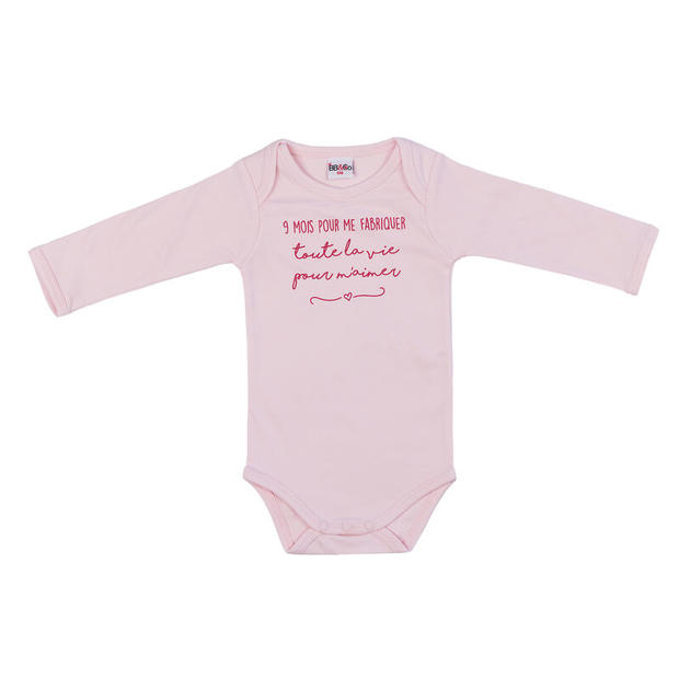 Body Manches Longues "9 mois pour me fabriquer" Taille 6 Mois Rose Pastel BB&CO