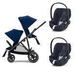 Poussette jumeaux Gazelle S Noire + 2 Cloud Z2 Navy Blue
