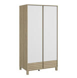 Armoire 2 Portes Achille Chêne Blond et Blanc