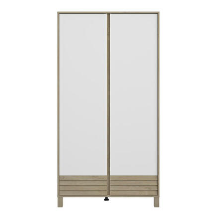 Armoire 2 Portes Achille Chêne Blond et Blanc GALIPETTE - 3