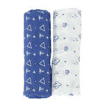 Lot de 2 langes 115x115cm Bleu