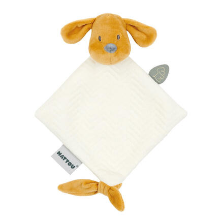 Mini doudou chien jacquard vanille CHARLIE NATTOU