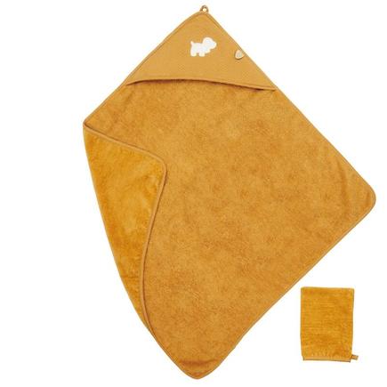 Cape de bain et gant eponge 75 cm x 75 cm caramel CHARLIE NATTOU