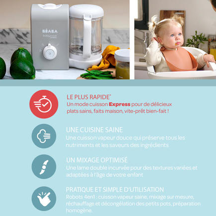 Babycook Express Gris Velours BEABA, Vente en ligne de Robot multifonction