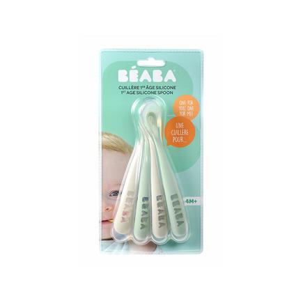 Lot de 4 cuillères 1er âge silicone Velvet Grey/Sage Green BEABA - 3