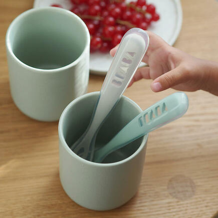 Lot de 4 cuillères 1er âge silicone Velvet Grey/Sage Green BEABA, Vente en  ligne de Accessoires repas bébé