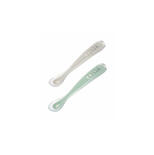 Lot de 2 cuillères 1er âge silicone Velvet Grey/Sage Green