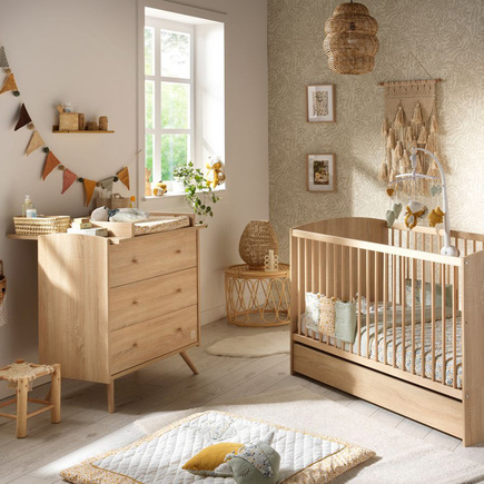 Chambre DUO Lit 70x140 Commode ACCESS Bois Plan à langer OFFERT SAUTHON