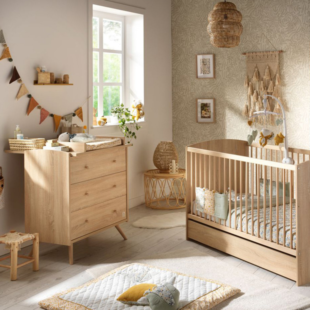 Chambre DUO Lit 70x140 Commode ACCESS Bois Plan à langer OFFERT SAUTHON