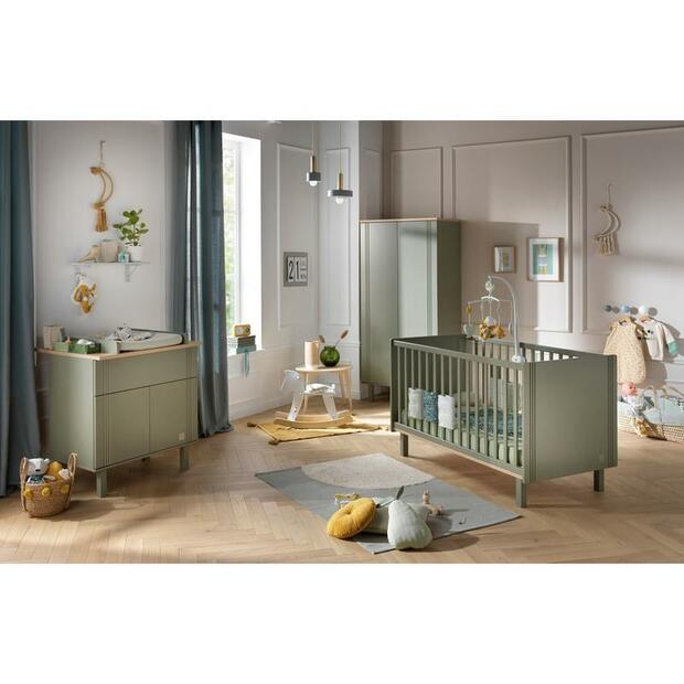 Chambre TRIO Lit 70x140 Commode Armoire ELEONORE Kaki Plan à langer OFFERT SAUTHON