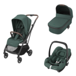 Poussette Trio Leona Essential Green + Nacelle Oria + Siege auto Cabriofix I-Size