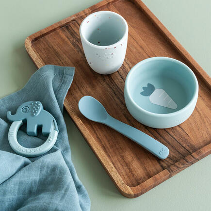 Vaisselle bébé silicone HAPPY CLOUDS Done by Deer bleu