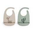 Lot de 2 Bavoirs Silicone LALEE Sable/Vert DONE BY DEER