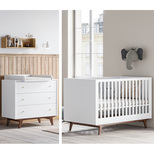 Chambre DUO Lit 70x140 Commode MID Blanc/Noix