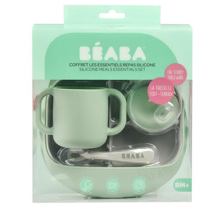 Coffret Les Essentiels Repas Silicone Vert Sauvage BEABA, Vente en ligne de  Accessoires repas bébé