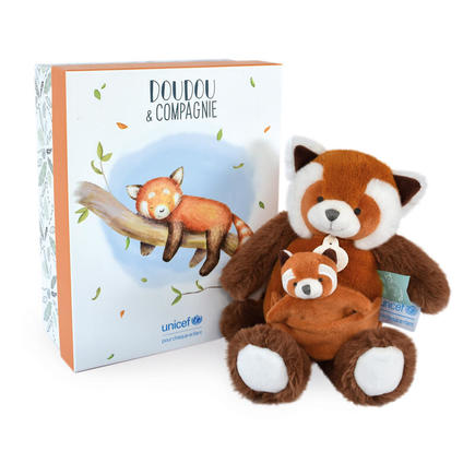 Doudou Panda Roux avec bébé UNICEF 25 cm DOUDOU ET COMPAGNIE