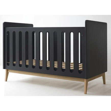 Lit bébé 140x70 transformable en banquette Pure Black PERICLES