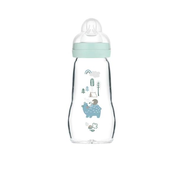 Biberon Verre 260ml 0 à 6 mois Tétine Débit 2 Bleu MAM, Vente en