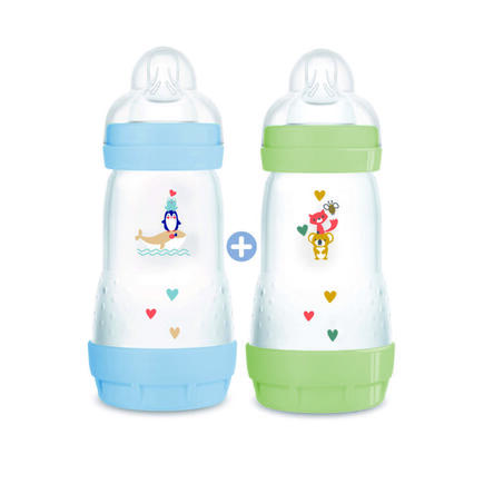 Lot 2 Biberons Anti-Colique 260ml 0-6m Débit 2  MAM