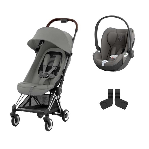 Poussette DUO Coya Chrome Brown Mirage Grey + Cloud T Mirage Grey CYBEX