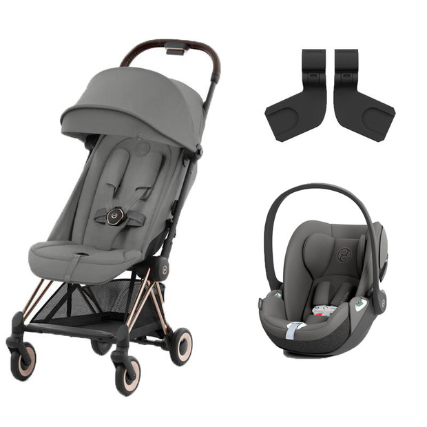 Poussette DUO Coya RoseGold Mirage Grey + Cloud T Mirage Grey CYBEX