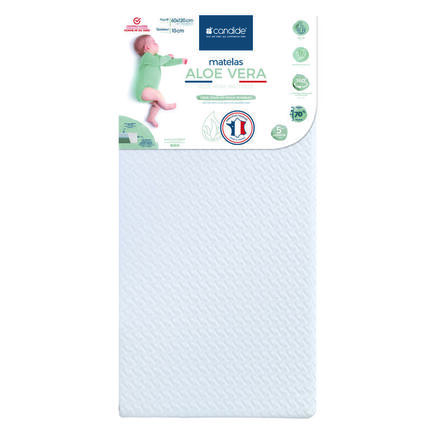 Matelas Aloé Vera Déhoussable 60x120x10 cm Blanc/Vert Olive CANDIDE - 7