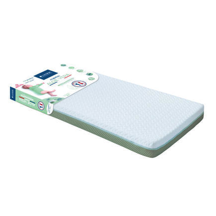 Matelas Aloé Vera Déhoussable 60x120x10 cm Blanc/Vert Olive CANDIDE - 2
