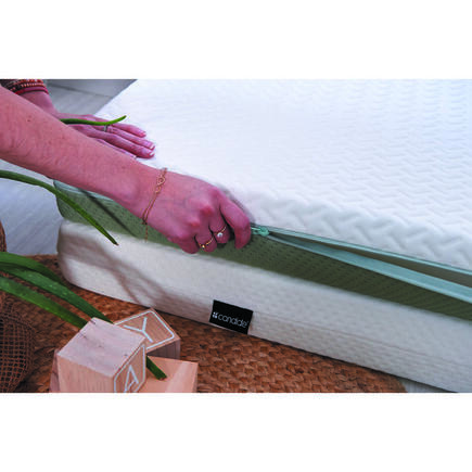 Matelas Aloé Vera Déhoussable 60x120x10 cm Blanc/Vert Olive CANDIDE - 14