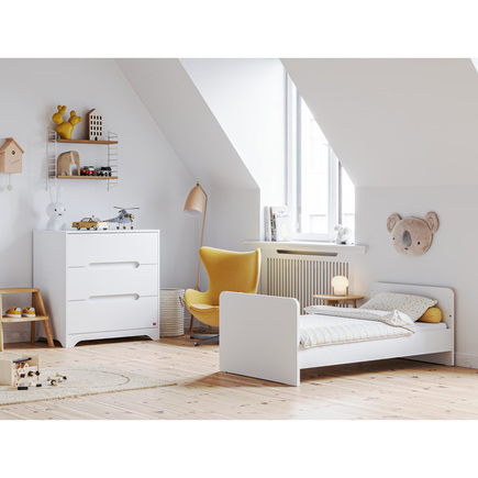 Chambre DUO Lit 70x140 cm + Commode OVA Blanc VOX