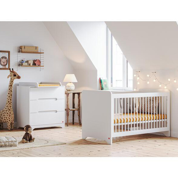 Chambre DUO Lit 60x120 cm + Commode OVA Blanc VOX