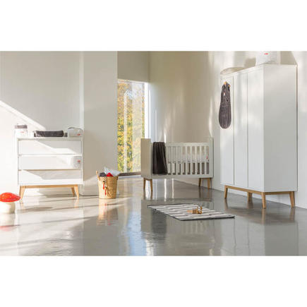Chambre TRIO Lit 120x60 + Commode + Armoire 3P PURE White PERICLES
