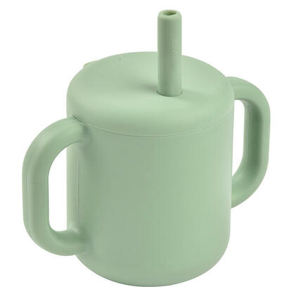 Tasse avec Paille Silicone Sage Green BEABA