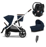Poussette TRIO Gazelle S Silver Nacelle Ocean Blue ATON 5 Deep Black
