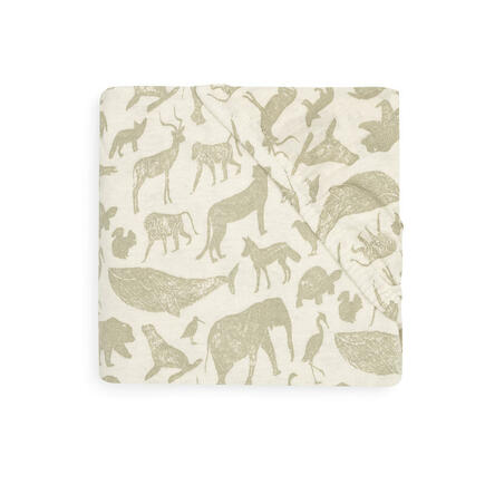 Drap-housse Jersey 60x120 cm Animals Olive Green JOLLEIN - 5