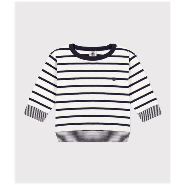 Tee shirt manches longues 12 mois Marshmallow / Smoking PETIT BATEAU