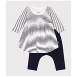 Robe manches longues + legging 6 mois Marshmallow / Smoking