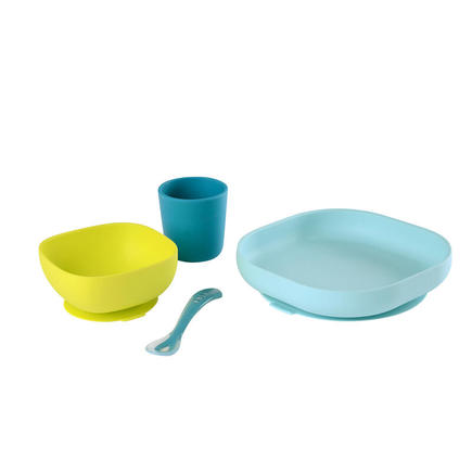 Set vaisselle silicone 4 pièces Bleu BEABA - 2