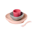 Set vaisselle silicone 4 pièces Rose