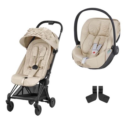 Poussette DUO Coya Matt Black + Cloud T Simply Flowers Beige CYBEX