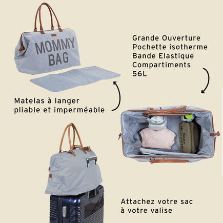 Mommy Bag Sac à langer Canvas Grey CHILDHOME - 5