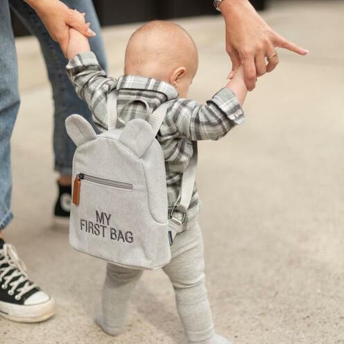 Kids My First Bag Canvas Gris CHILDHOME, Vente en ligne de Sac à dos