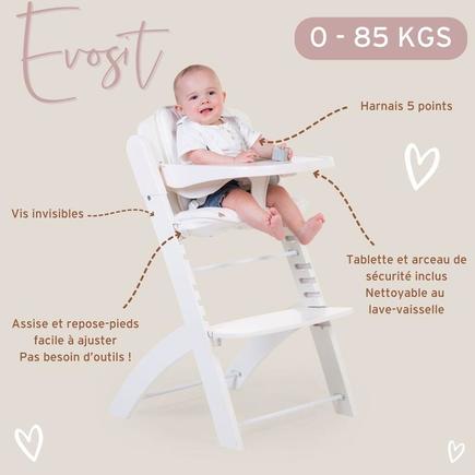 Chaise haute bébé évolutive Evosit blanche : Childhome