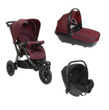 CHICCO Poussette Trio Activ3 + Nacelle activ3 Burgundy Powder + Siège-auto KORY I-size