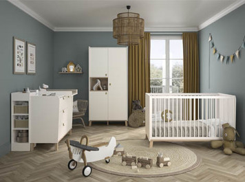 Chambre bébé complète Gaspard blanc/bois