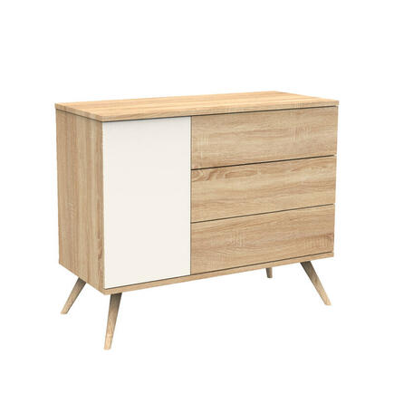 Commode à Langer 3 Tiroirs 1 porte SEVENTIES Crème SAUTHON