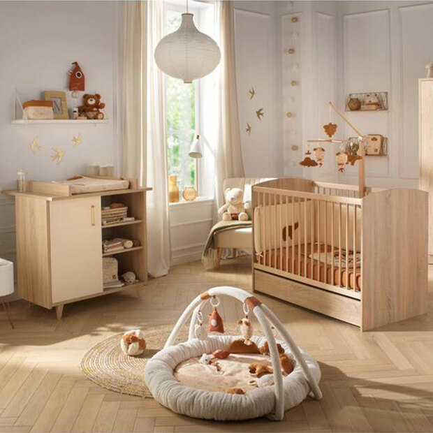 Chambre duo lit 120x60 commode Charlie Crème BEBE9 CREATION