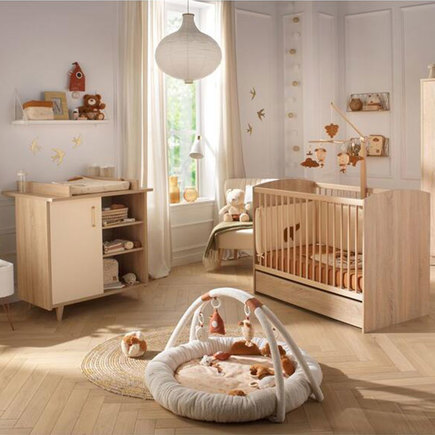 Chambre duo lit 140x70 commode Charlie Crème BEBE9 CREATION