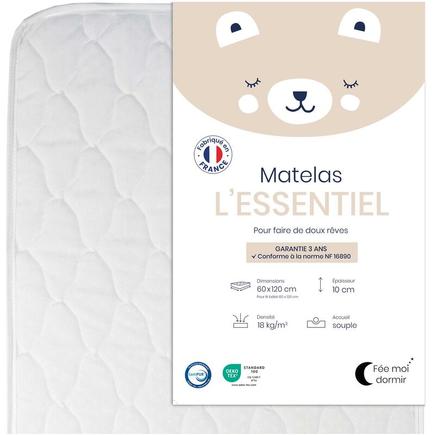 Matelas pour lit 60x120 L'ESSENTIEL FEE MOI DORMIR, Vente en ligne de  Matelas bébé